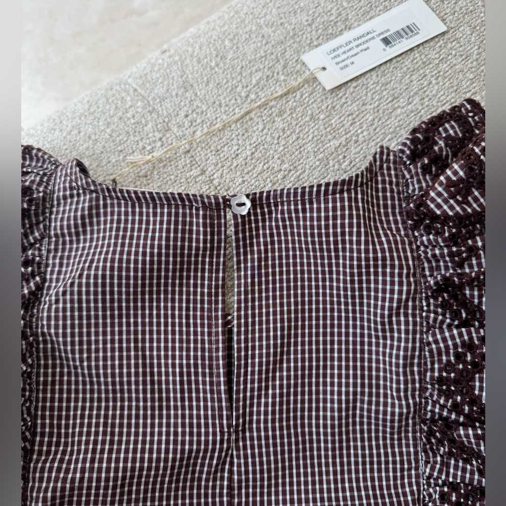 NWT LOEFFLER RANDALL IVEE HEART BROIDERIE DRESS-BROWN/CREME- SIZE M - Picture 6 of 7